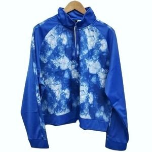 PSK Collective Womens 3XL Blue Tie Dye 1/4 Zip Track Jacket Pullover Collar NWT